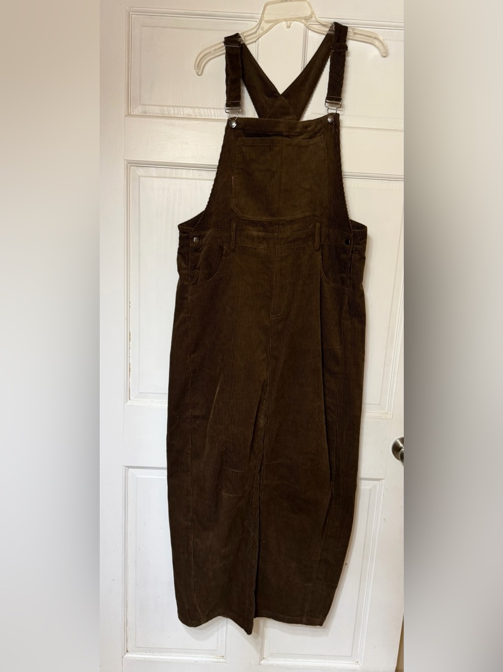 Overalls Womens Large Brown Corduroy Adjustable Straps Side Buttons Casual Wear